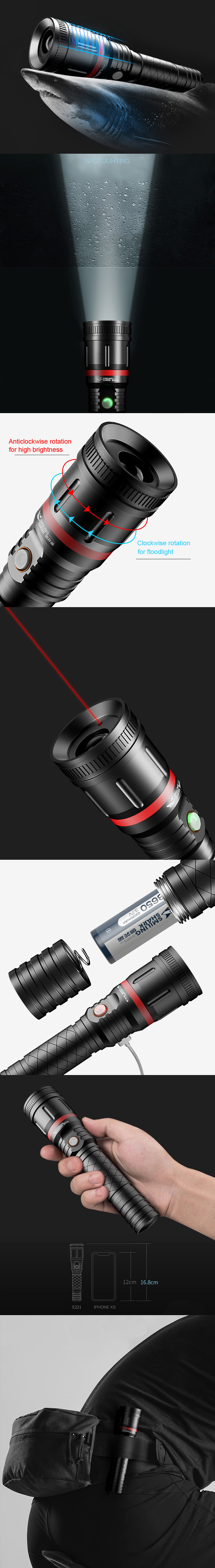 torcia LED con laser