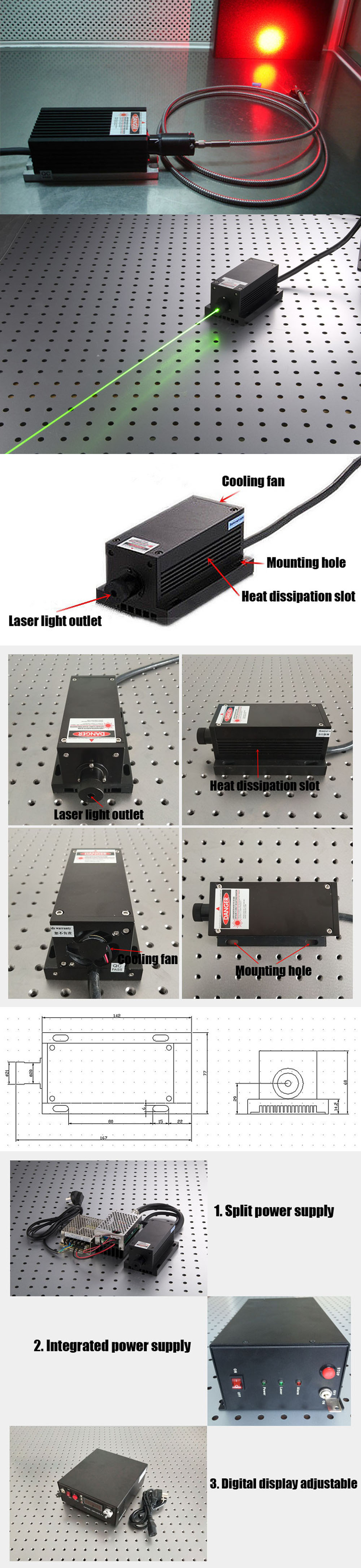 Modulo laser verde a stato solido pompato a diodo