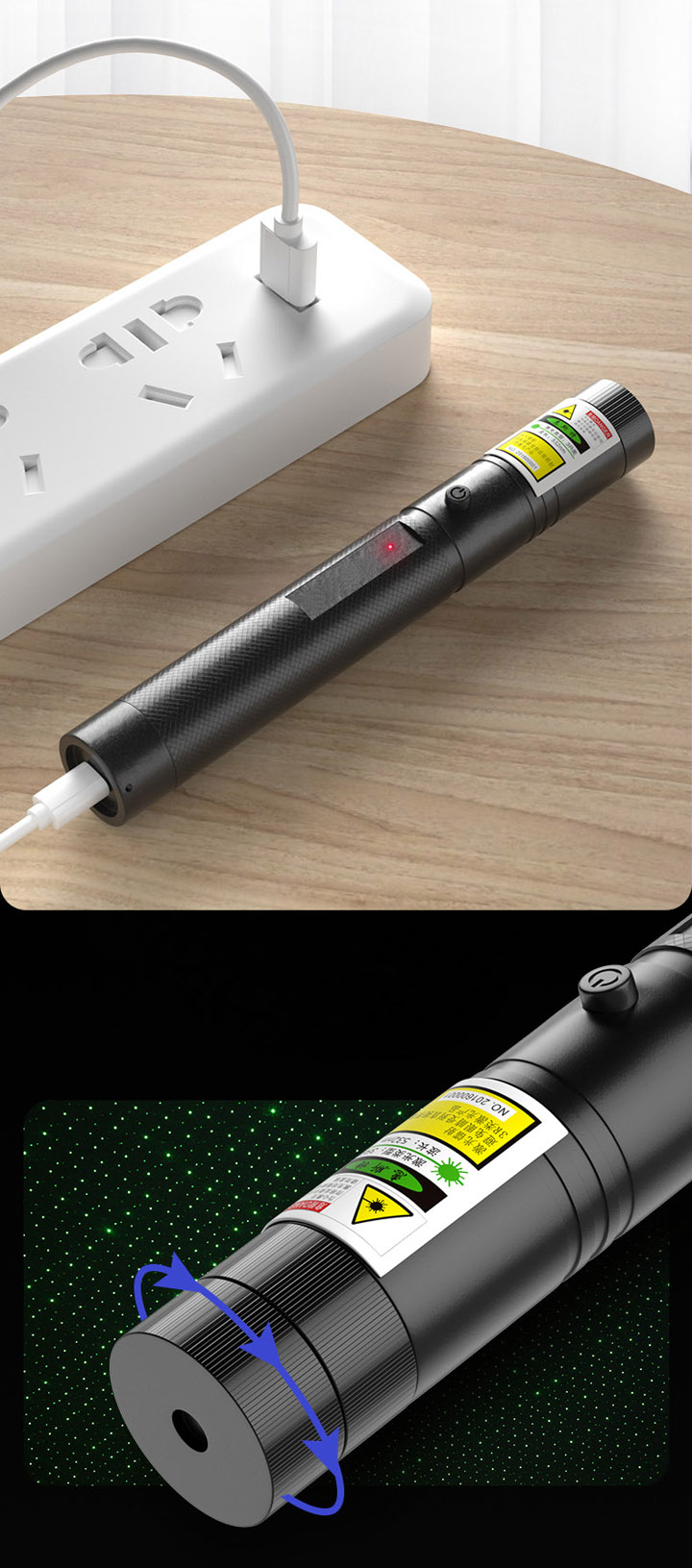 Puntatore laser verde USB 150mW 532nm economico ea lungo raggio